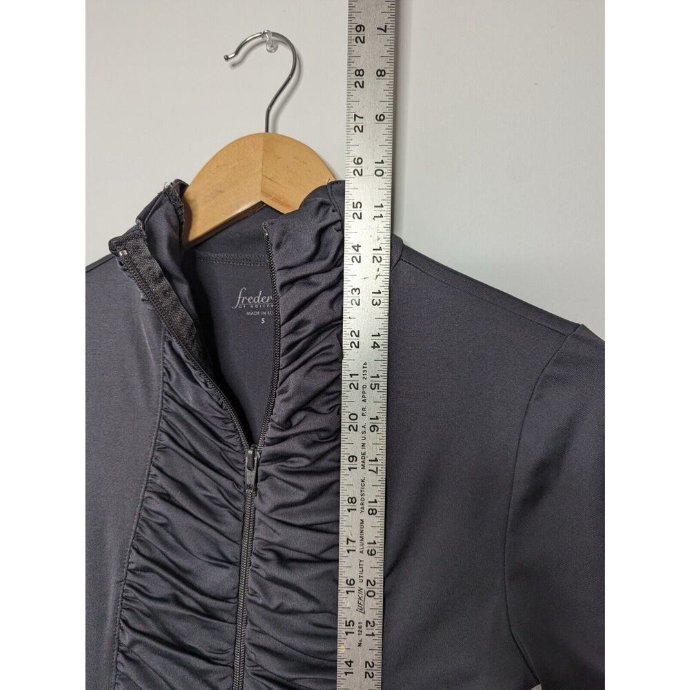 Vintage Y2K Fredericks Of Hollywood Full Zip Ruffle Top Fitted Goth Whimsigoth - Picture 3 of 11